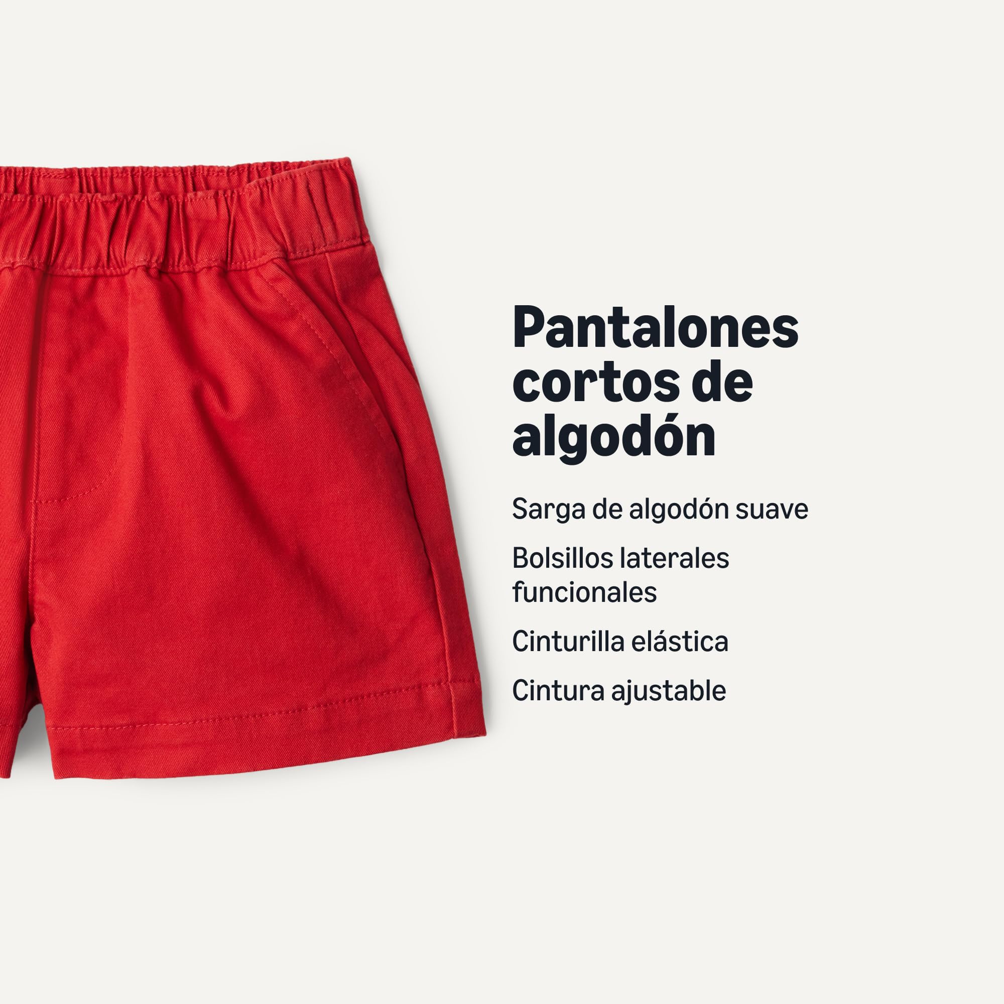 Amazon Essentials x Sofia Grainge Pantalones Cortos de Sarga de Algodón sin Cordones Unisex Bebé