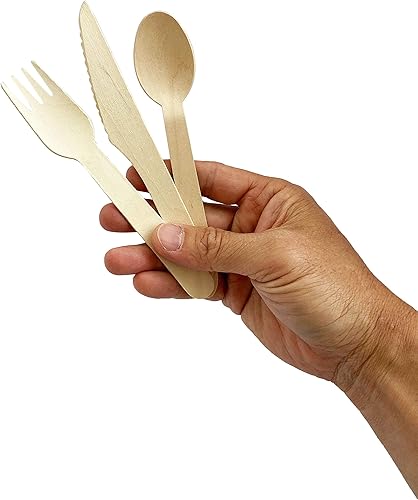 Miniatura 5 de KingSeal FSC Certified Disposable Wood Cutlery Knife, Biodegradable and Earth Friendly, 6.5 Inch Length, Bulk Pack - 10 Packs of 100 (1000 Count)