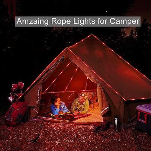 Miniatura 6 de WAKAKA Luces rojas de Navidad para exteriores, paquete de 2 unidades de 100 luces LED de 33 pies cada una, luces de hadas de tubo que funcionan con