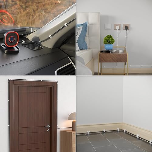 Miniatura 5 de Clips de cable con cintas adhesivas fuertes, organizador de cables para automóvil, oficina y hogar (blanco-CC04 (50 unidades)