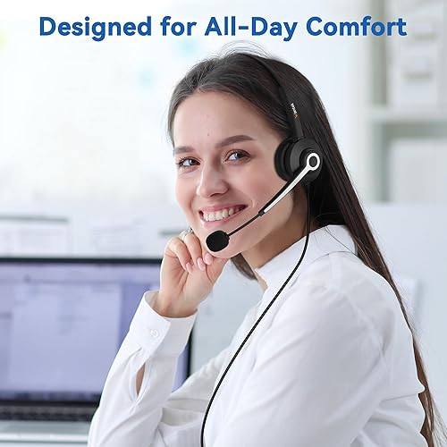 Miniatura 6 de Wantek Auriculares de teléfono con micrófono con cancelación de ruido, auriculares para teléfono de oficina, conector de 0.098 in, compatible con
