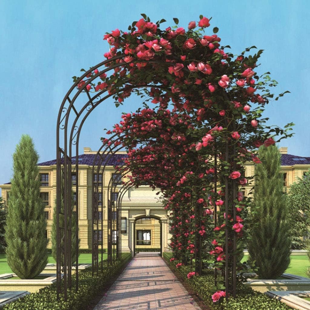 Arbors Metal Garden Arch 2.3M Garden Arch Powder-Coated Steel Lattice for Plants Support Rose Climbing Arch Garden Decoration