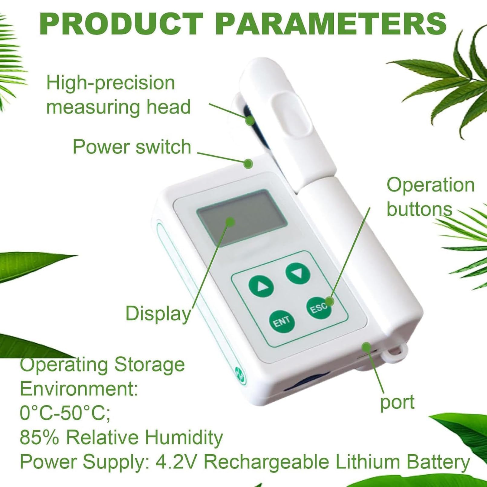 Compteur de chlorophylle portable pour tester les plantes, analyseur de chlorophylle, idéal pour les agriculteurs, les jardiniers et les scientifiques