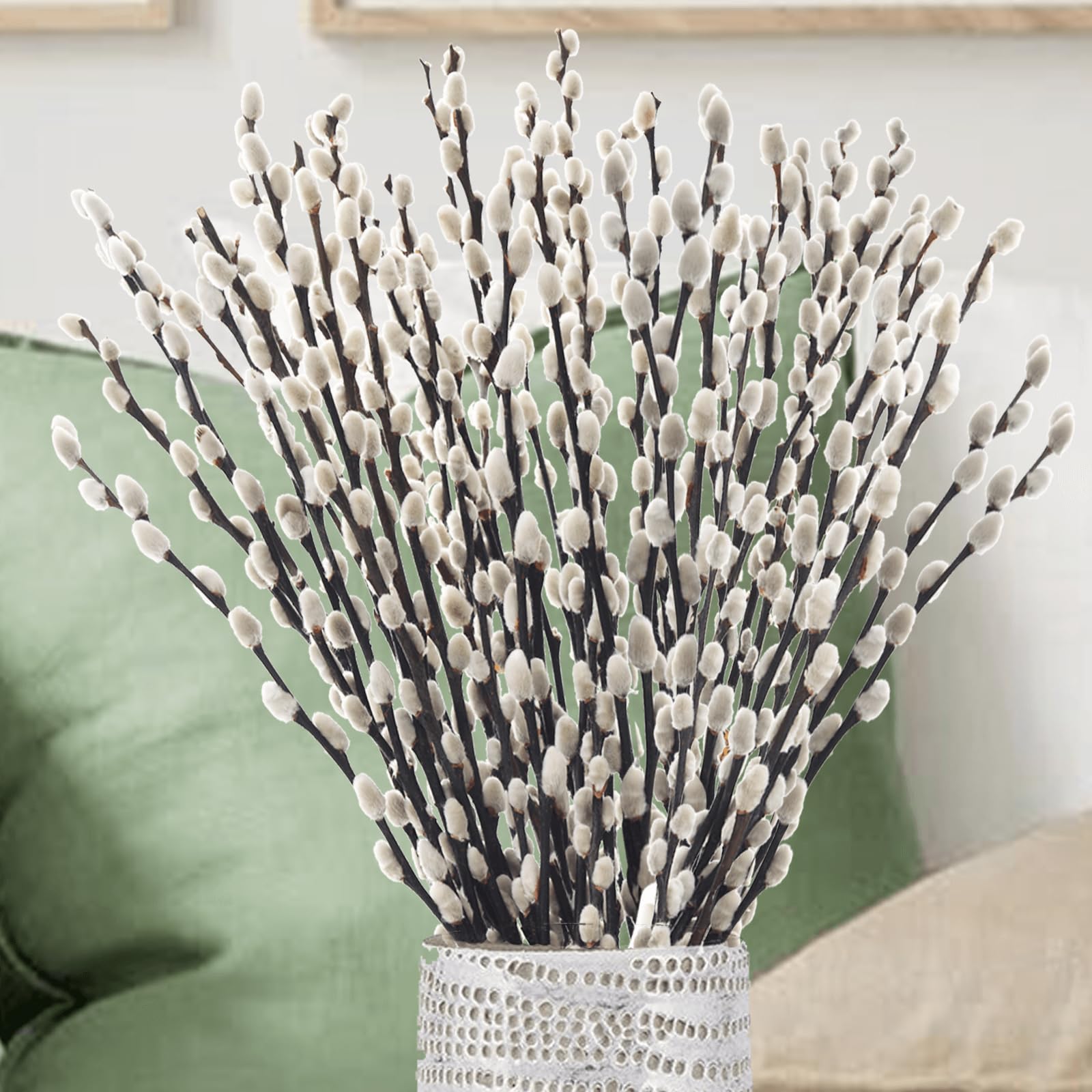 Oning 30 Stems Natural Dried Pussy Willow Branches