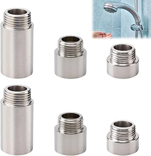 6 extensiones de grifo de 1/2 pulgadas, extensión de cabezal de ducha de acero inoxidable, extensión de tubo de ducha con rosca exterior, pieza de extensión para grifo, válvula de esquina, cabezal de
