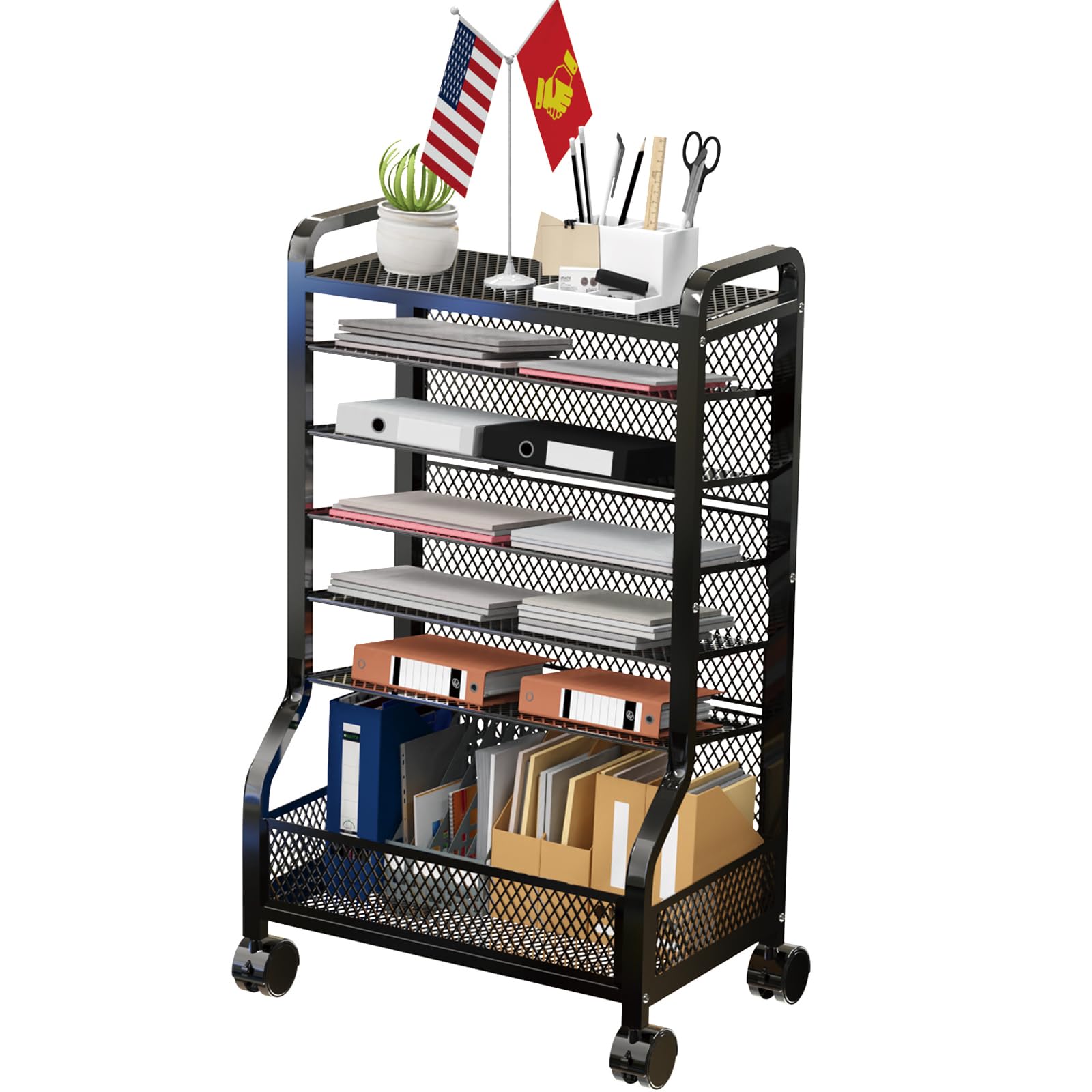 Amazon.com: 7-Tier Rolling File Cart with Hanging File Folders Movable ...
