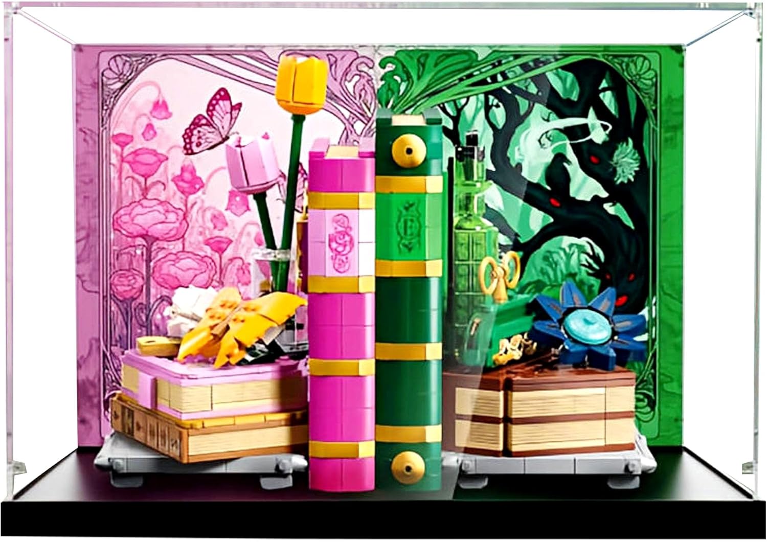 Acrylic Display Case for Lego 75691 Glinda and Elphaba Bookends Toys Model Set, Transparent Box,Dust&Moisture Resistant&Decoration, Compatible with Lego 75691 (Case Only)