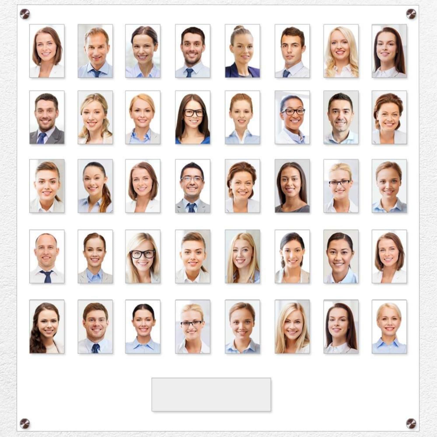 Get Acrylic Photo Frames - White 40 Pocket Image Staff, Student or Employee Photo Display Board With Security Screen Available In Clear, Black or White 60.5cm x 61.6cm