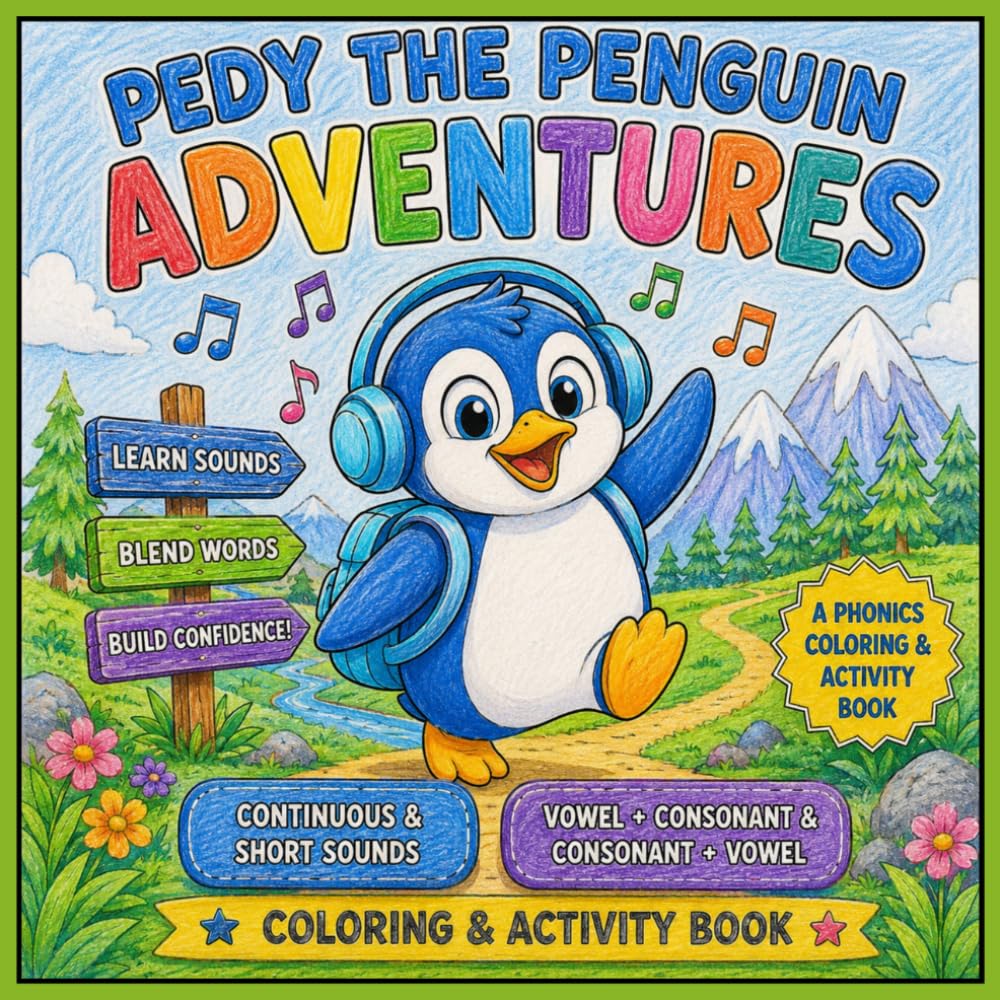 Pedy the Penguin: Continuous & Short Sounds Vowel + Consonant (VC) & Consonant + Vowel (CV) Sounds Adventures (Pedy the Penguin Early Learning)