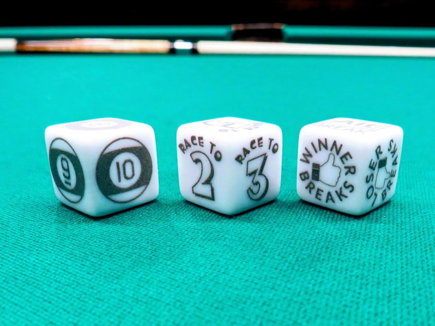 BILLIARD BONES® Billiards Dice Game Set with 3 Regulation Engraved Dice, Pool Game Accessory for cue case