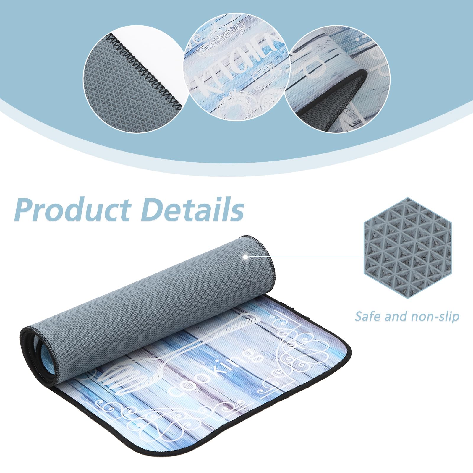 Juego de Alfombras de Cocina Antideslizantes de 2 Piezas, Tapete Cocina Antideslizante Resistente al Aceite, Adecuado para Cocina, Baño, Sala de Estar, 43x75 + 43x120 cm