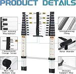 Telescopic Ladder, 6.5FT RIKADE Aluminum Telescoping Ladder with Non-Slip Feet, Portable Extension Ladder for Household and Outdoor Working, 330lb Capacity