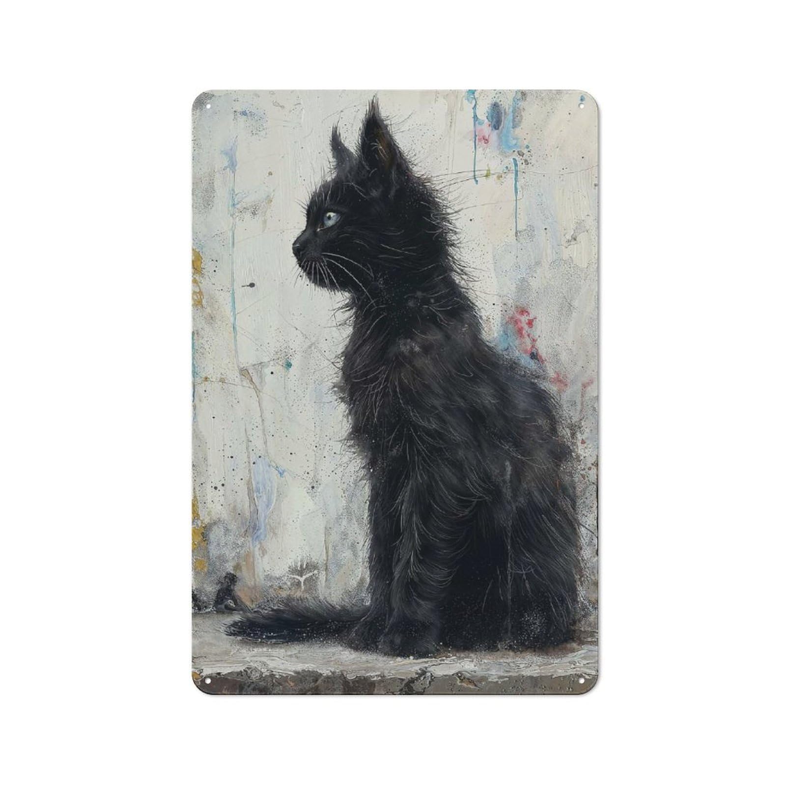 Junmoney Noir Feline Grace Garage Metal Sign 30X20cm, Retro Workshop Wall Decor For Tool Room, Garage, Studio Or Home Bar