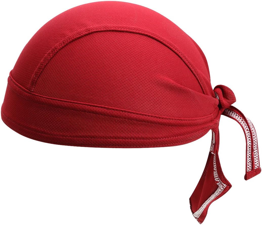 TESOON Outdoor Breathable Wicking Dew Rag Cycling Skull Cap Burgundy
