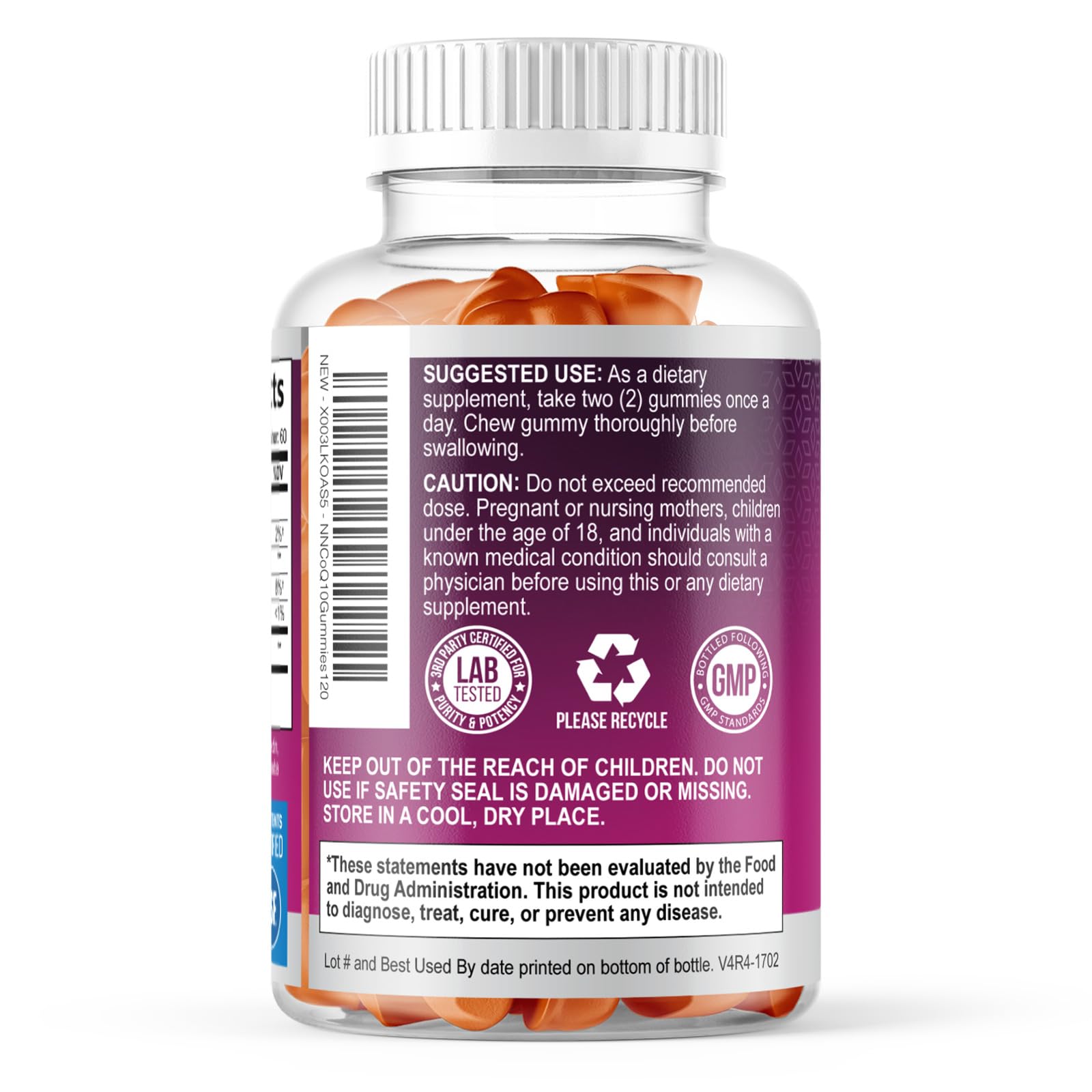 CoQ10 Gummies 100mg - 3X Strength Co Q10 Gummies - High Absorption Coenzyme Q10 Heart Health & Cellular Energy Support - Co Q 10 Gummy Antioxidant Supplement - Vegan - Tasty Peach Flavor - 120 Gummies — Amazon image 8