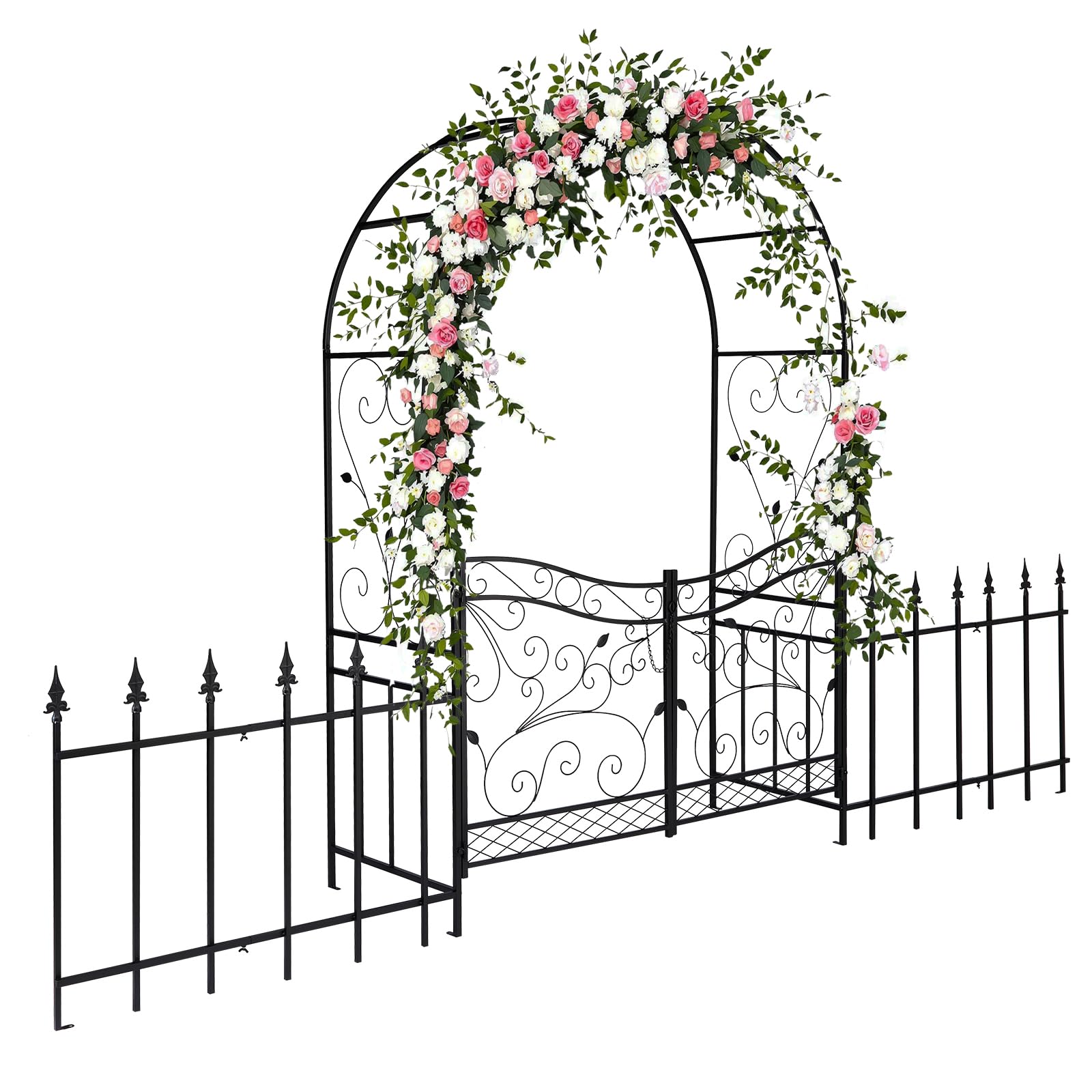 Arche Métal Jardin 206x41x208cm Noire - Treillis Mariage Plantes Grimpantes Rose