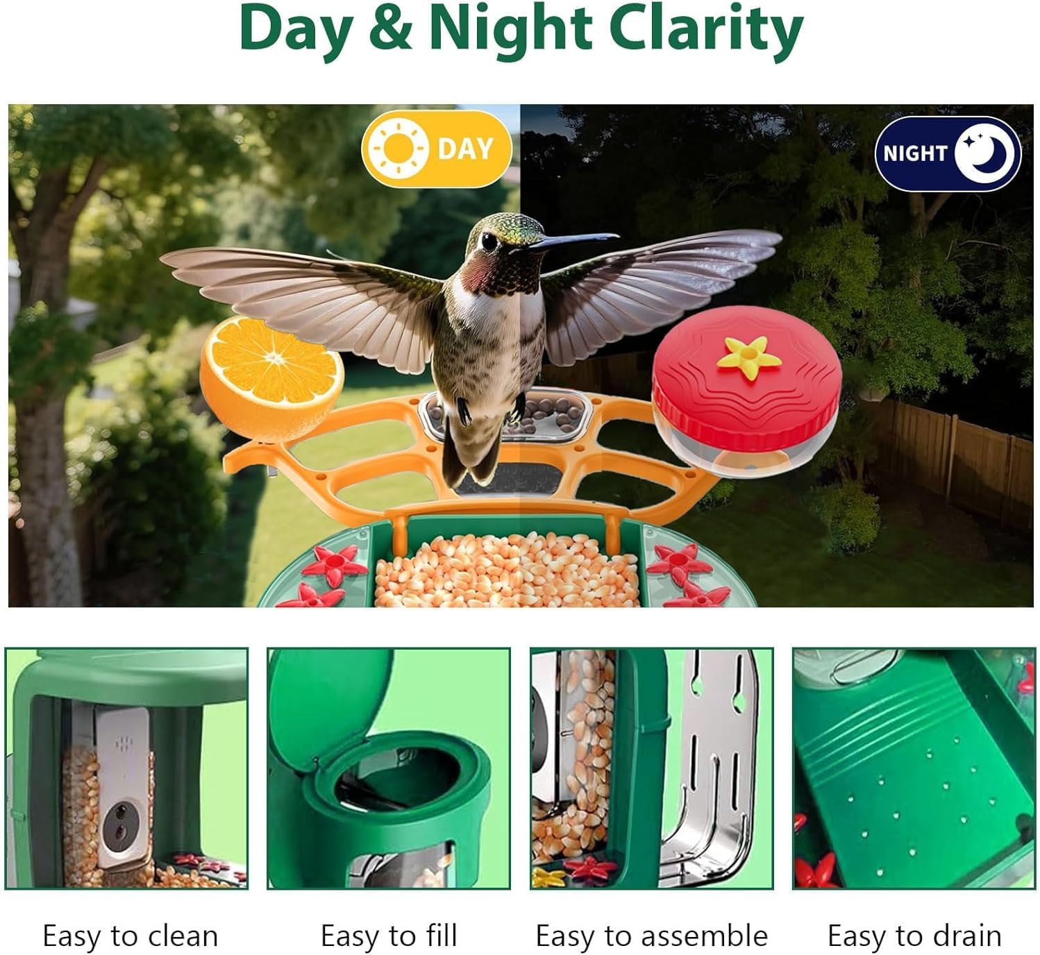 Bird Feeder with Camera, Conbby Smart Ai Identify Birds Watching Camera with Solar Powered, 2K HD Auto Capture Birds Video in Backyard, Porch, Patio, Ideal Gifts for Family and Bird Lovers