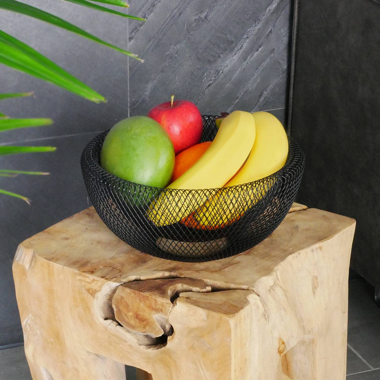 INTIRILIFE Cesto di Frutta in Metallo in Nero - portafrutta Rotonda alla Moda, Ciotola Decorativa a Doppia Parete per Frutta, Verdura e Molto Altro Ancora.