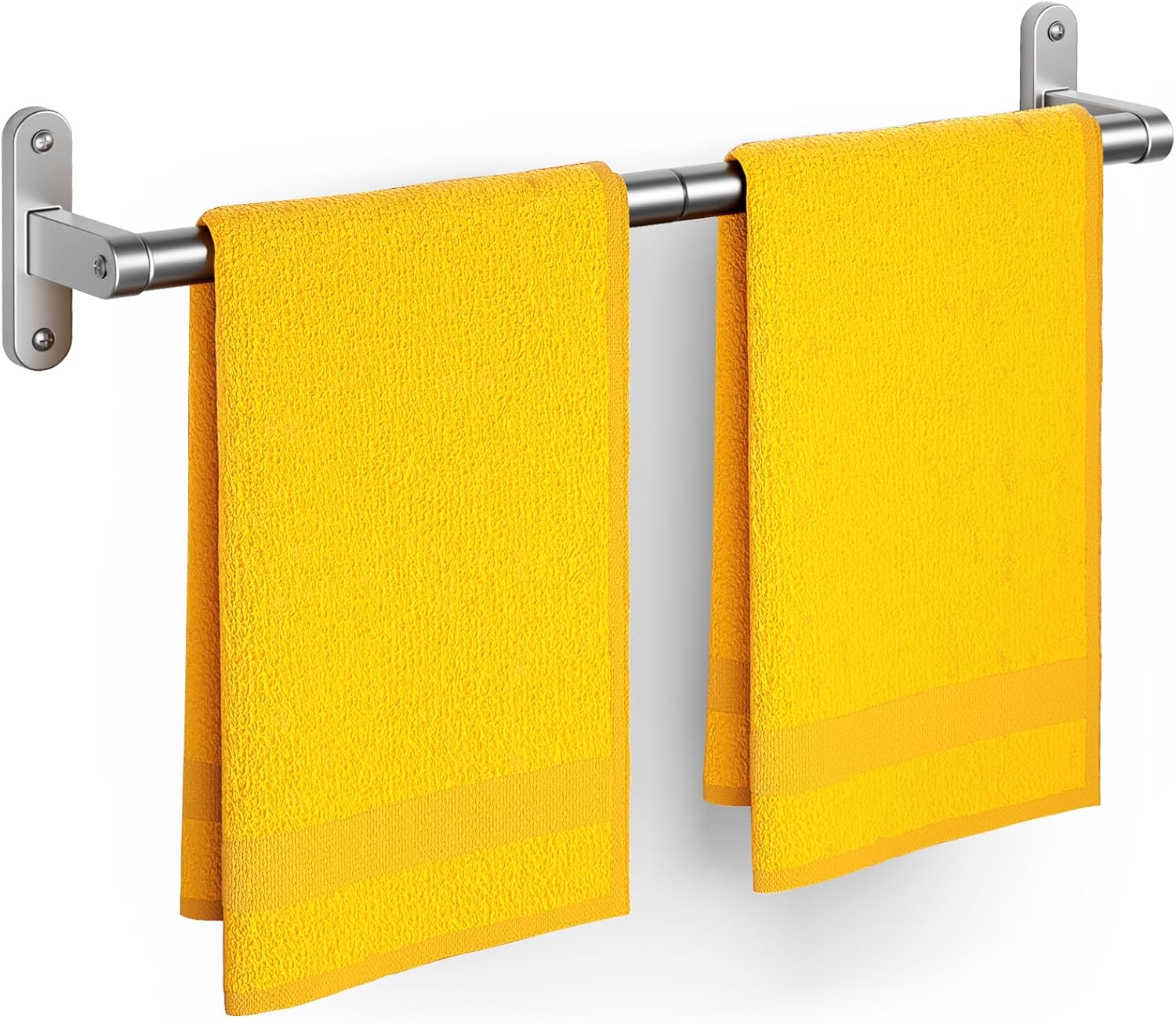 Towel Rack for Bathroom - 24" Rustproof Towel Holder, Sturdy Towel Bar Wall Mounted, Space-Saving Towel Hanger, Bathroom Accessories, Home Decor, Apparment Essentials, Bright Silver