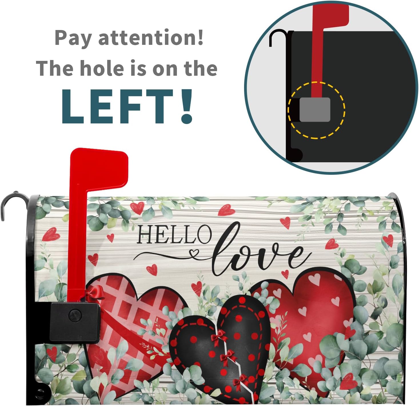 Valentine's Day Love Hearts Welcome Mailbox Cover Magnetic Standard Size 25"x21" Happy Valentines Day Romantic Love Hearts Mailbox Covers Holiday Mailbox Wraps Post Letter Box Cover Outdoor Decor