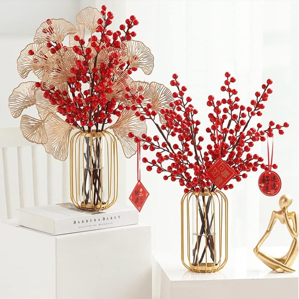 Eleganter Blumenstrauß aus künstlichen roten Beeren, Weihnachtsdekoration