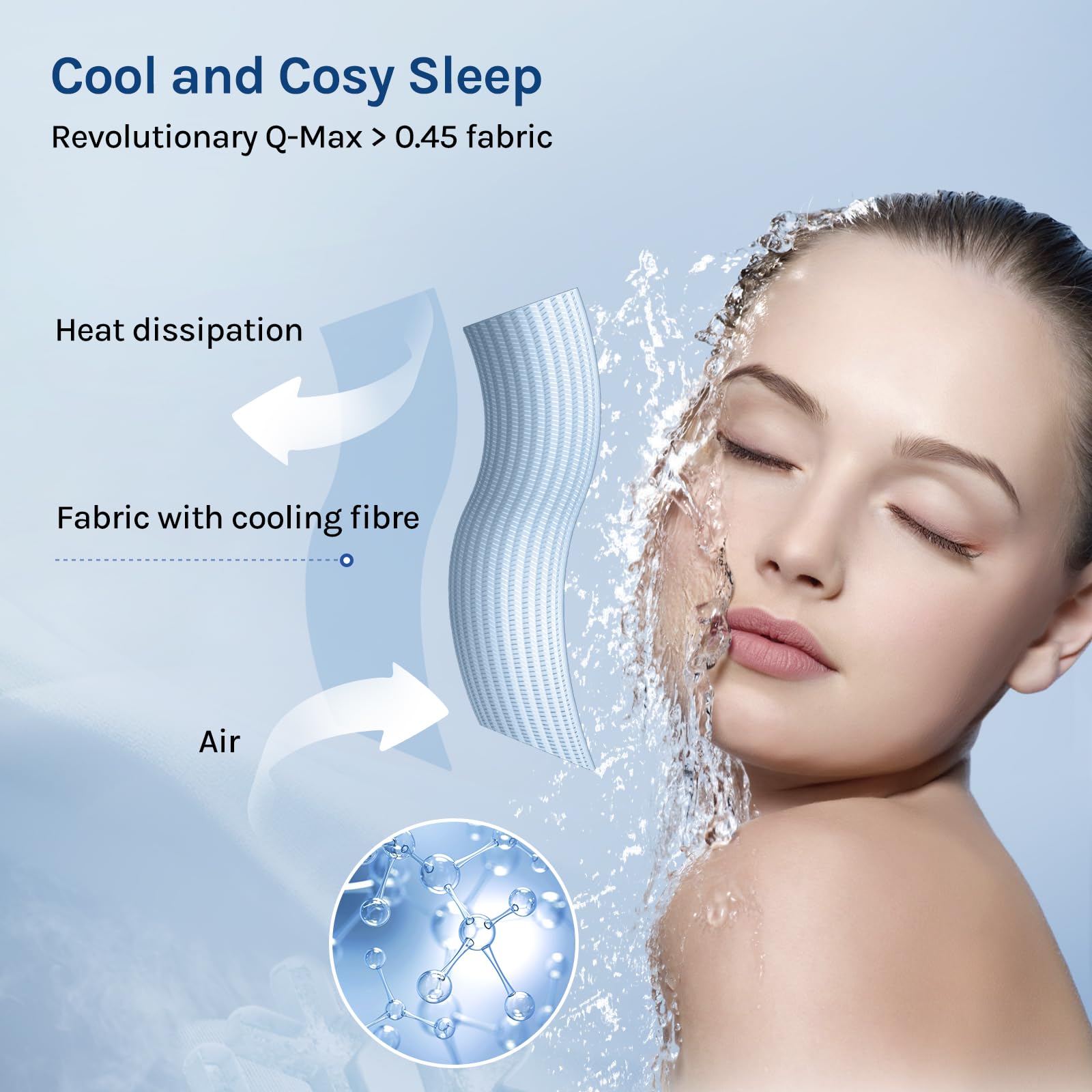 WOLTU Chłodząca poszewka na poduszkę, z filtrem Q-Max > 0,45 Arc-Chill, miękka, oddychająca, z włókna chłodzącego, chroni skórę i włosy, na lato, z zamkiem błyskawicznym, 40 x 40 cm, 2 sztuki w