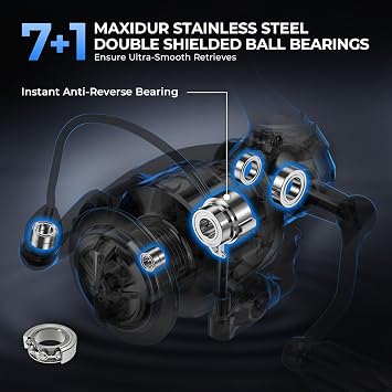 KastKing Spartacus II Plus Spinning Reel IPX5 Waterproof Freshwater/Saltwater Fishing Reel, 22LB Drag, 5.2:1 Gear Ratio, 7+1 Stainless Steel Bearings, Instant Anti-Reverse, Anodized Aluminum Spool