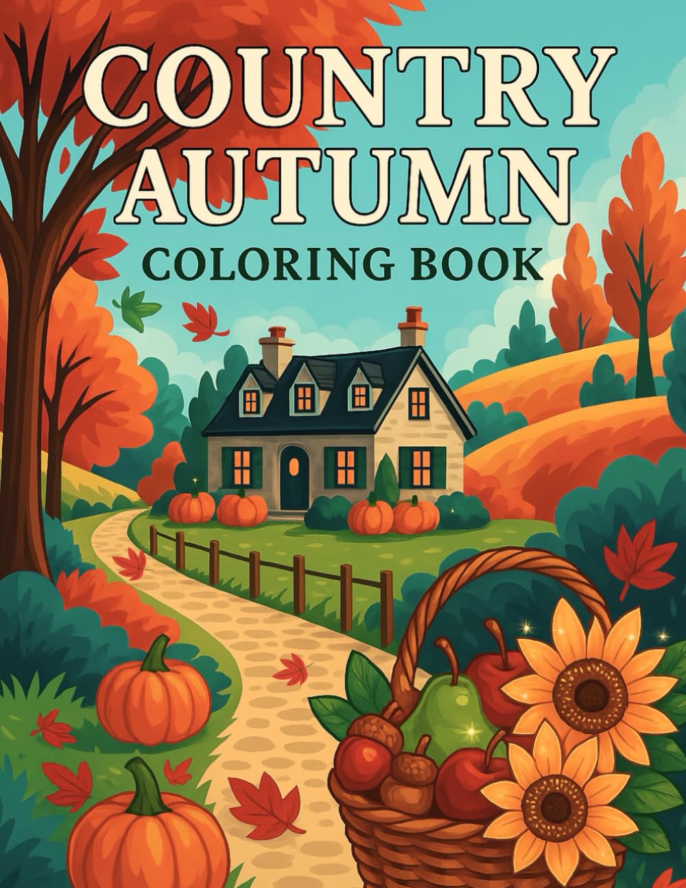 Country Autumn Coloring Book: Relaxing Fall Country Scenes, Peaceful Farmhouse Charm & Beautiful Landscapes to Color for Stress Relief and Creativity.