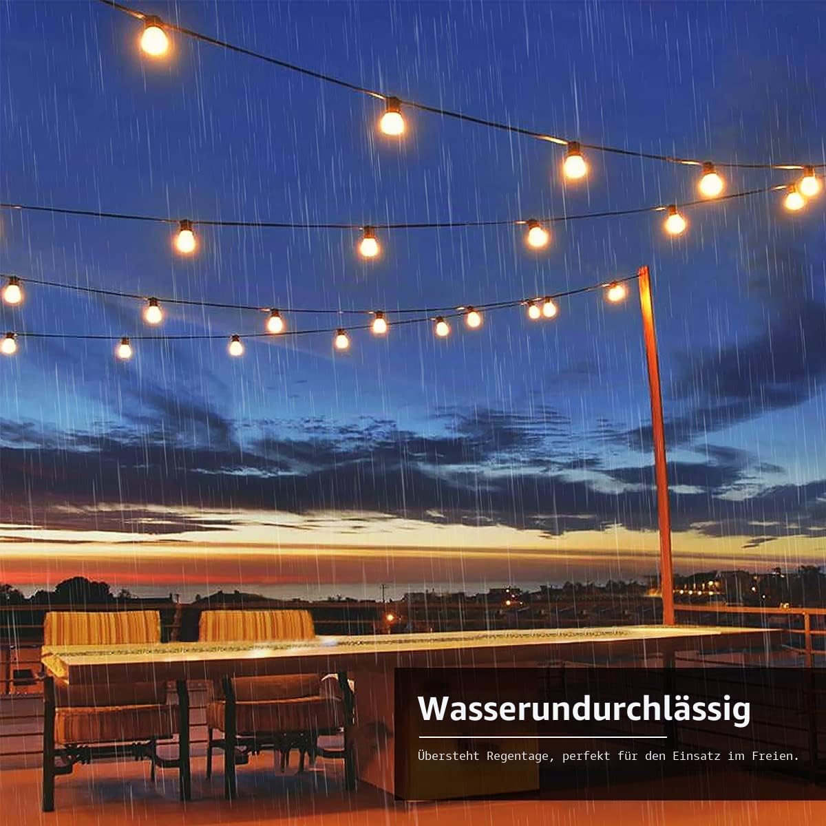 LE Solar Lichterkette Glühbirnen Aussen, 7.62M 25 LEDs G40 Außen Beleuchtung, USB wiederaufladbar, 4 Modus Solarlichterkette für Garten, Hochzeit, Balkon, Haus, Weihnachten Deko, Warmweiß | USB Wiederaufladbar Aussen, 4 Modus Solarlichterkette für Garten,