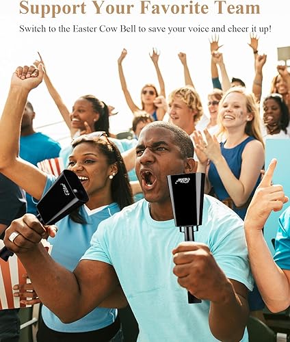 Miniatura 3 de Eastar Campana de vaca con asa, campanas de vaca grandes para eventos deportivos, paquete de 2 campanas de 10 pulgadas que hacen ruido fuerte