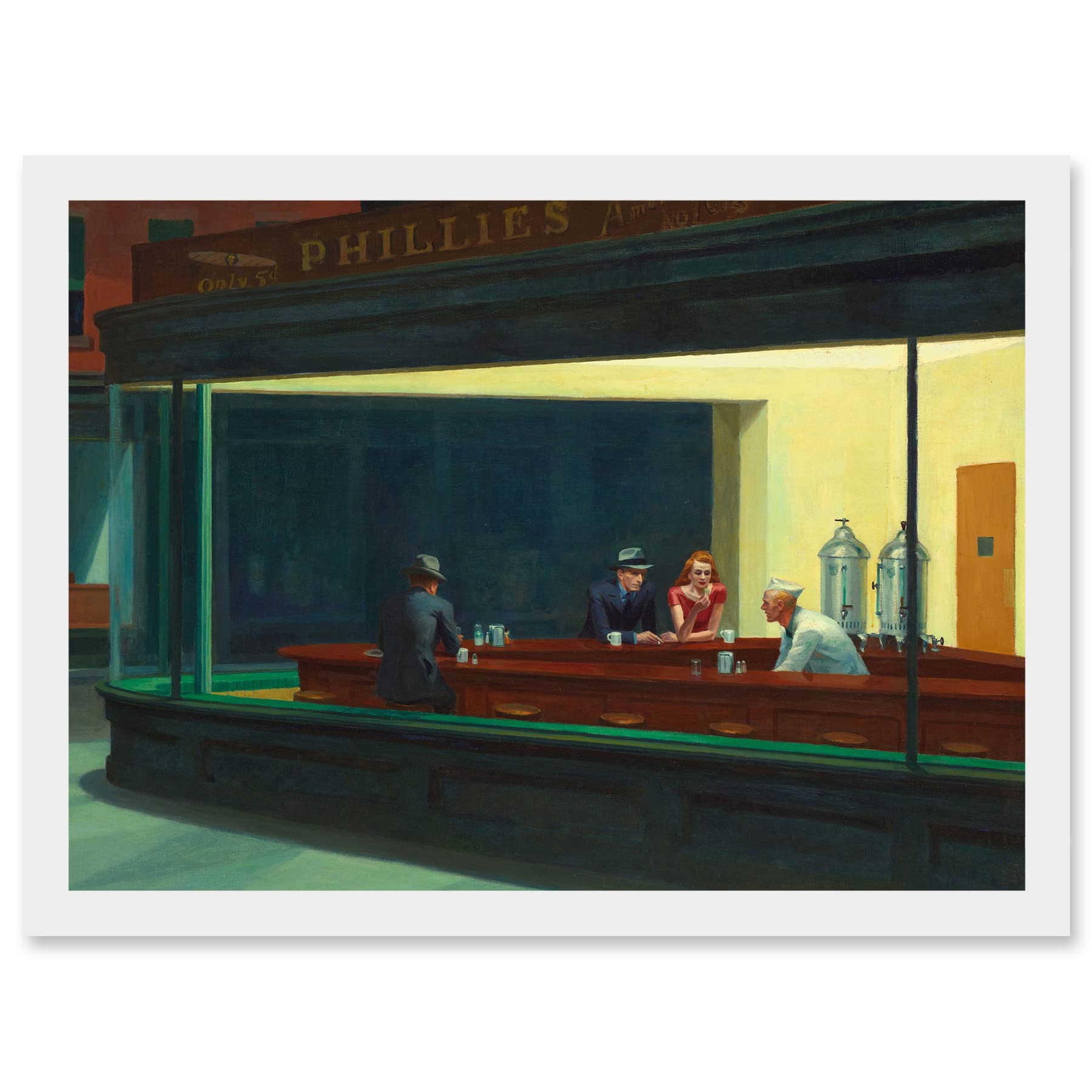 Artery8 Edward Hopper Nighthawks Iconic Painting A4 Artwork Framed Wall Art Print