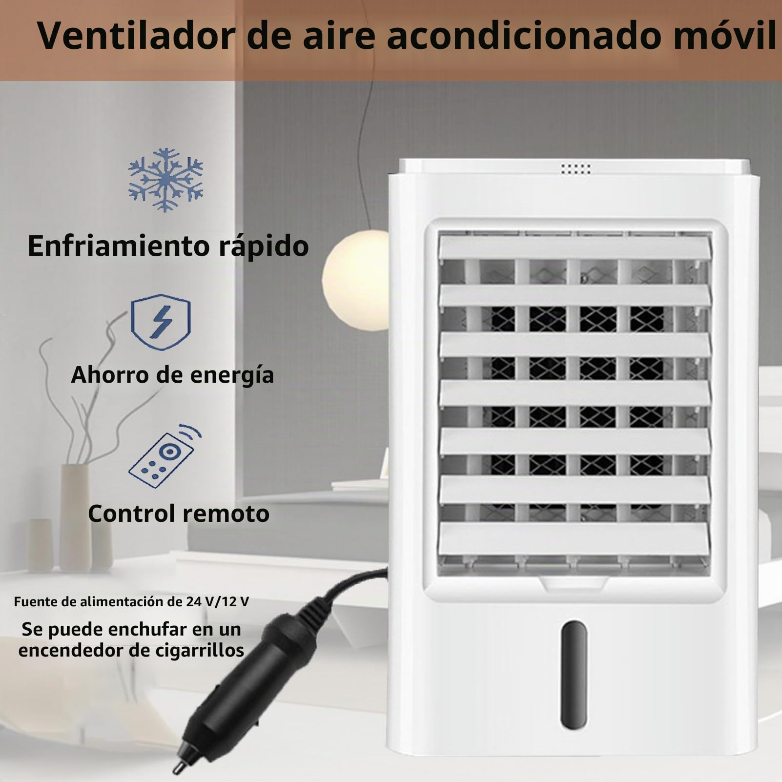 Aire Acondicionado Coche Mechero Portatil Enfriador de Aire Portátil Ventilador para Auto con 3 Velocidades 4 Bolsas de Hielo para Vehículos Hogar Oficina Camping 12VCar