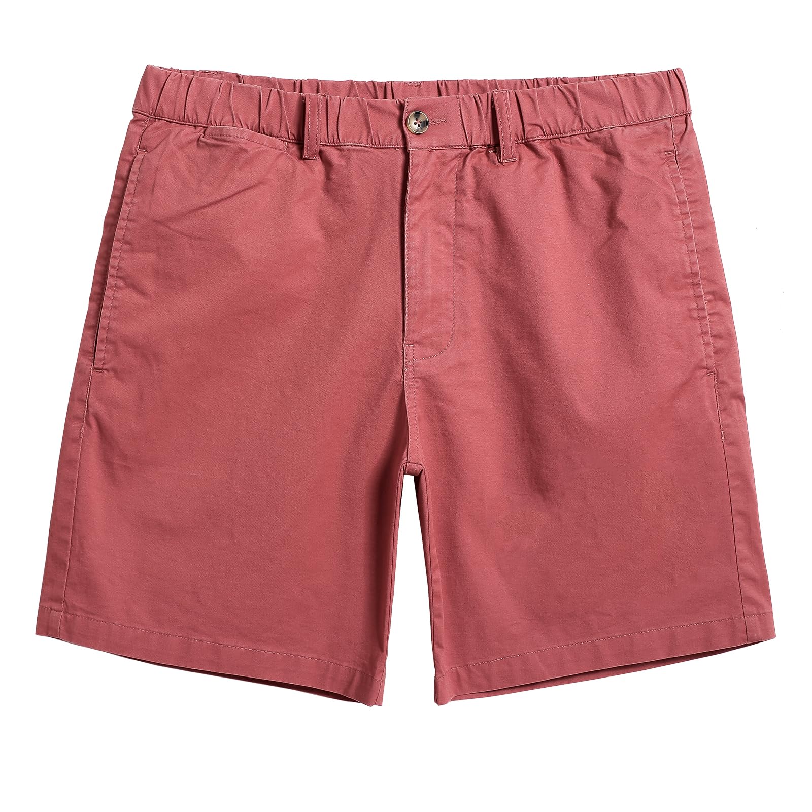 maamgic Men's Classic-fit 7" Cotton Casual Shorts Elastic Waistband with Multi-Pocket Daily Wear Walking Summer Outfit