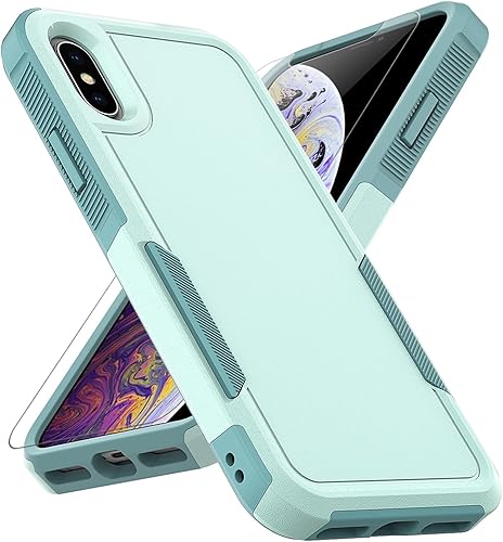 Funda para iPhone X iPhone XS funda protectora de doble capa resistente para teléfono celular, a prueba de golpes, resistente con protector de