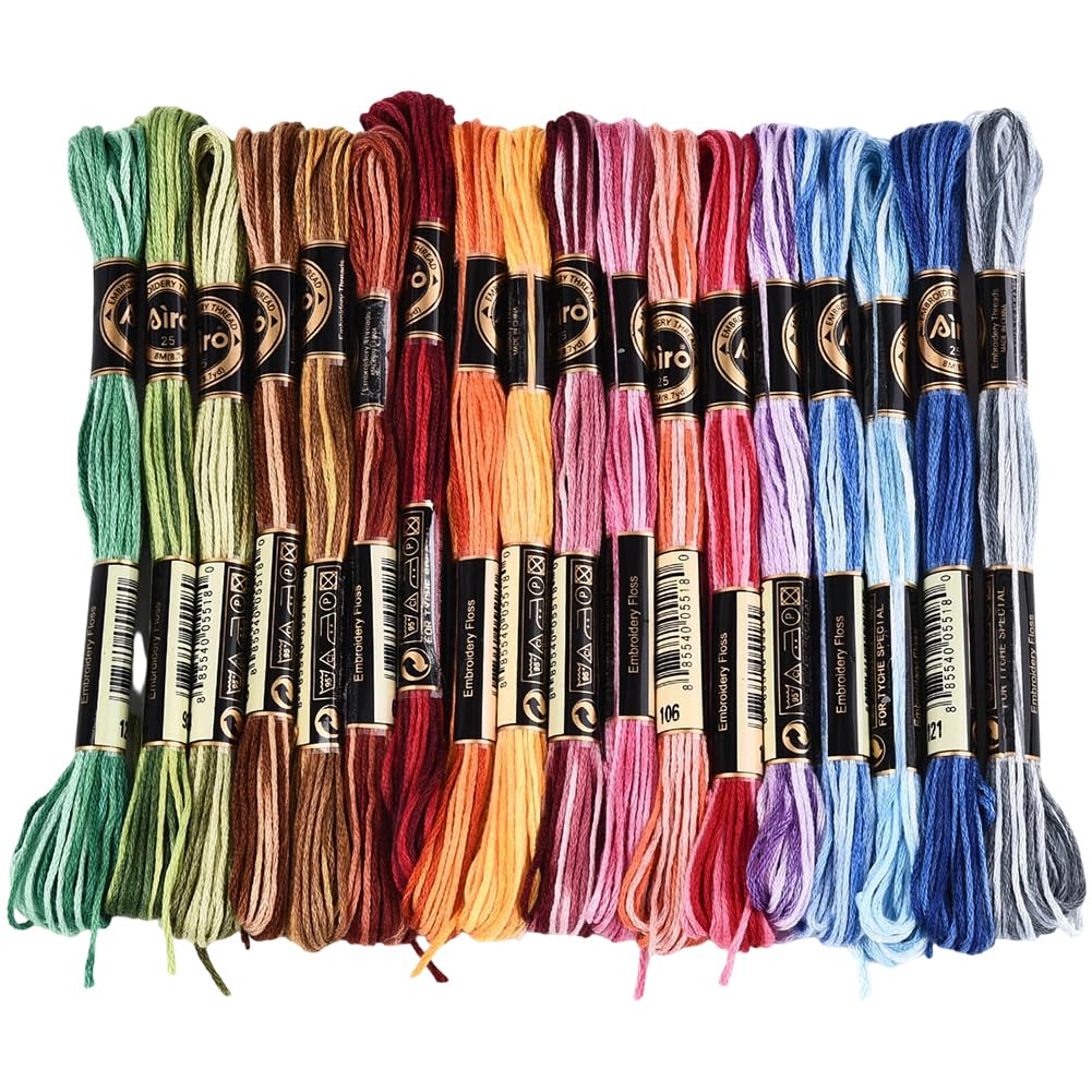 CABODYALS 18 Skeins 6 Strands Colourful Variegated Embroidery Floss Rainbow Colour Gradient Cross Stitch Thread Friendship Bracelets Yarn Threads String Bulk for Hand Sewing Crafts Diy Stitching