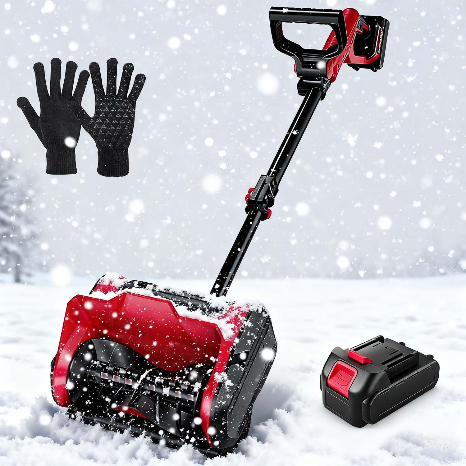 Pala Per Neve Senza Fili, Spazzaneve Senza Fili 20V, Distanza Lancio 8 M Con Larghezza 32 Cm, Caratterizza Asta Telescopica Regolabile Per Viali E Patii.