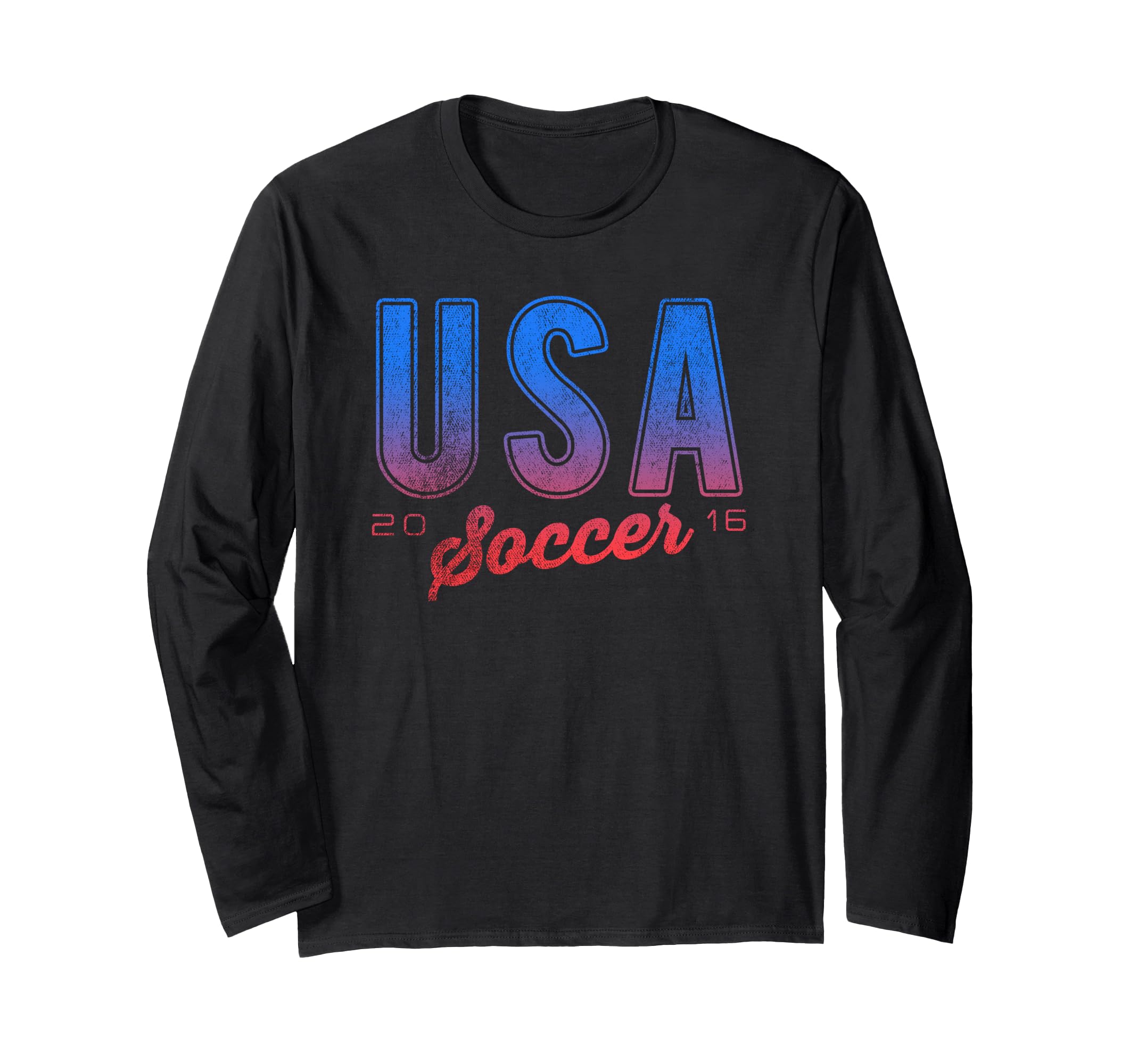 Trendy USA Soccer Long Sleeve T-Shirt, Black