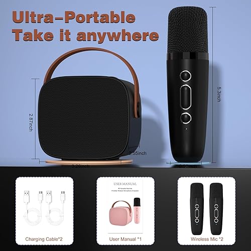 Miniatura 5 de Mini máquina de karaoke para niños, regalos de cumpleaños de Navidad 2025 para 4, 5, 6, 7, 8, 9, 10, 12 años o más, para niñas, niños y nietos,