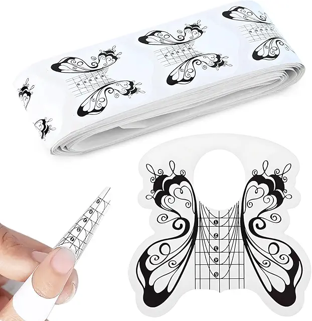 100 Papiers à Formes pour Ongles, Chablons Extension Noir Papillon - Nail Art