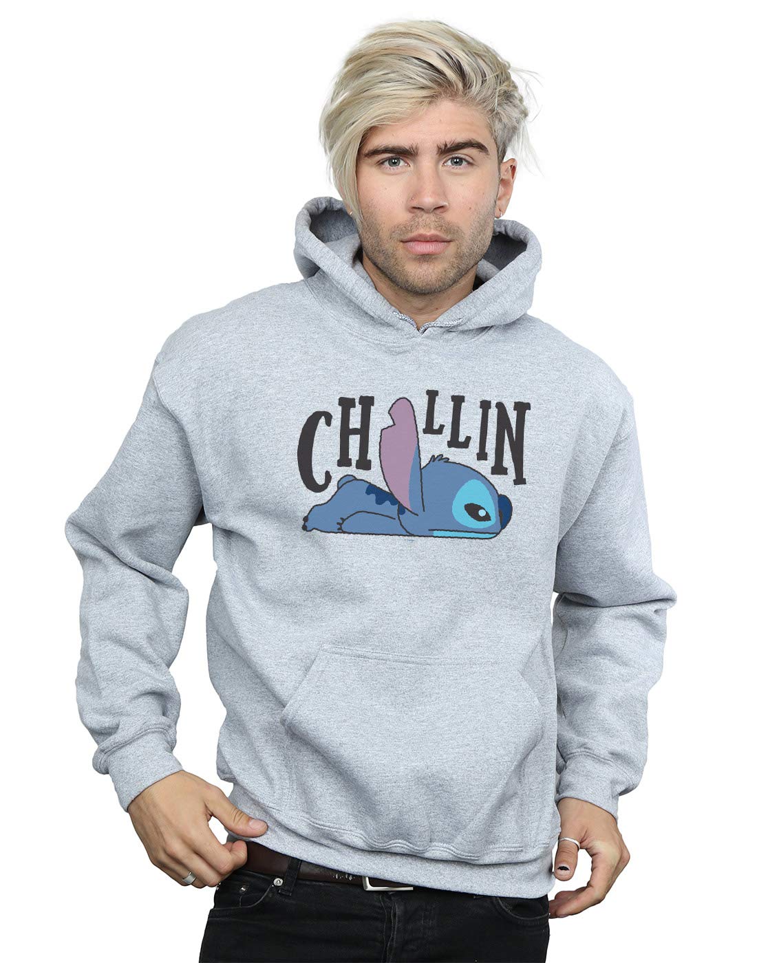 Absolute Cult Men's Sport Grey Disney Lilo And Stitch Chillin Hoodie XXX-Large