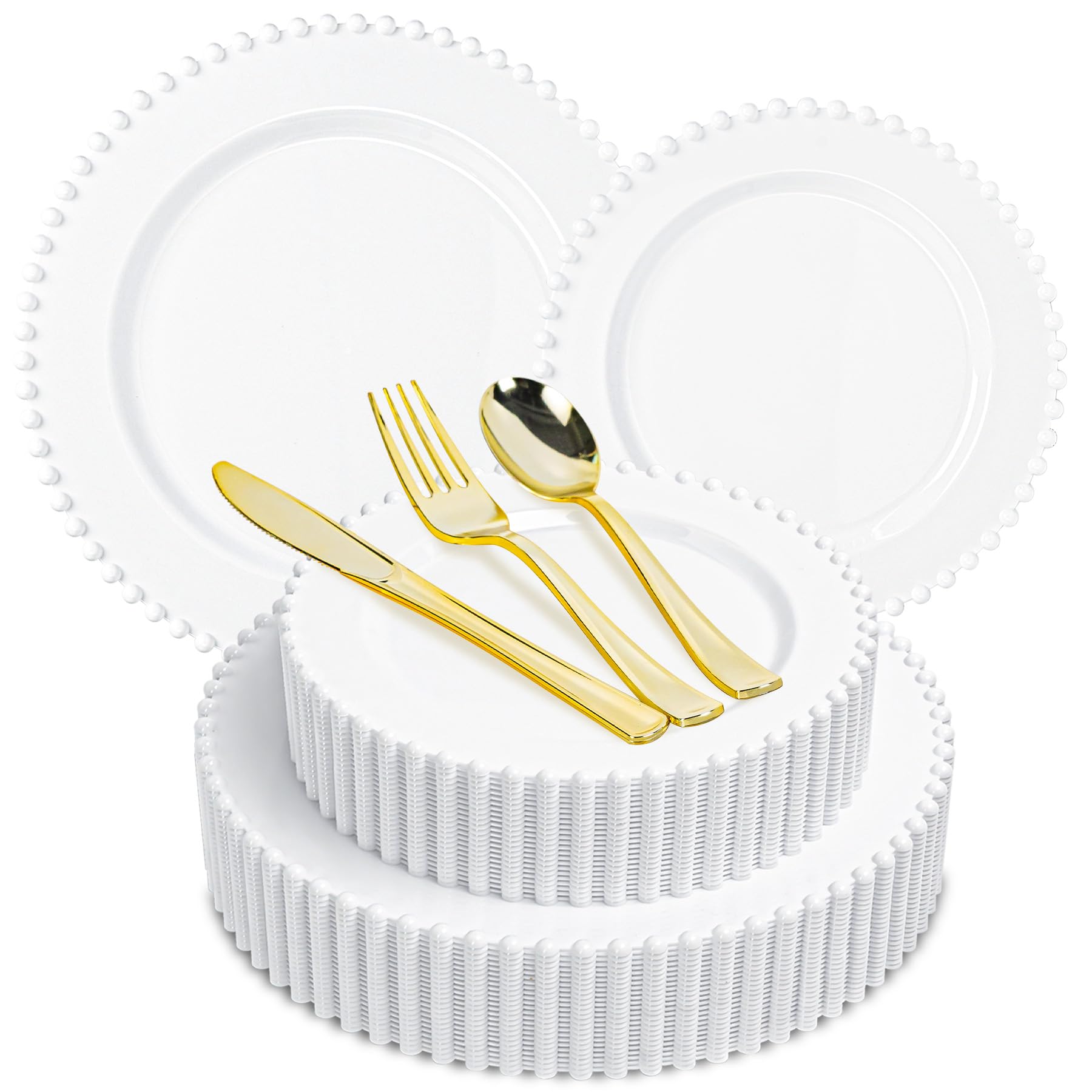 150 Ivory Disposable Plates Dinnerware Set - 30 Guests -8
