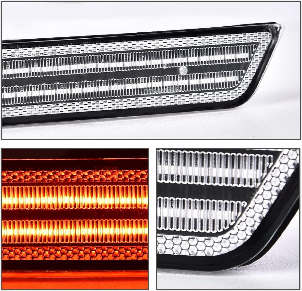 ALLGOOD LED Side Marker Light, Compatible with Chevy Camaro LS | LT | SS | Z/28 | ZL1 2010-2015, Front Rear Fender LED Side Marker Lamp, Clear Lens