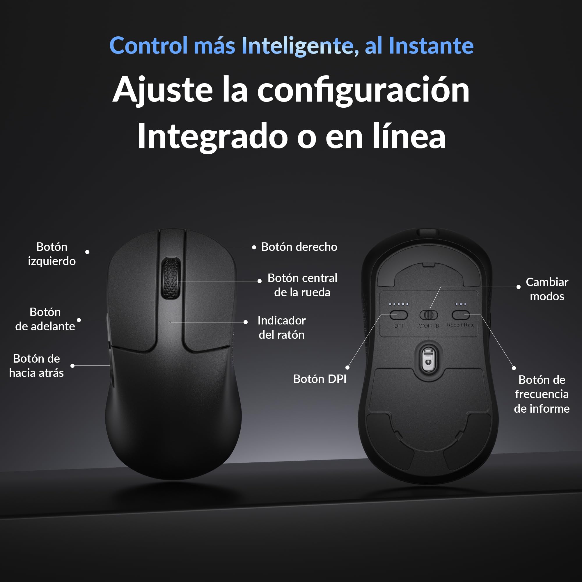 Keychron M3 Mini Ratón Inalámbrico Programable, 2,4 GHz/Bluetooth 5.2 / Cable, Sensor PixArt 3311, 12.000 dpi, hasta 125 Horas de batería, Ligero y ergonómico, para Windows, Mac y Linux – Negro
