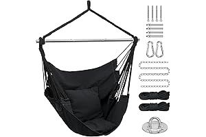 Ultimate Relaxation Haven: Black Hammock Chair with Detachable Stand