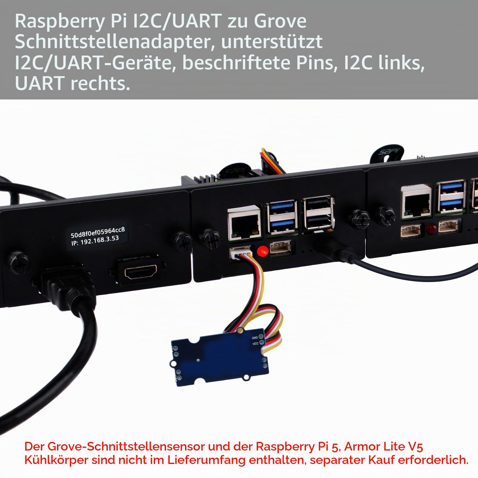 GeeekPi 19 Zoll 1U Rack-Halterung für Raspberry Pi 5, mit 4PCS PCIe auf M.2 NVMe SSD Adaptern, hält bis zu 4 Raspberry Pi 5 Boards, kompatibel mit 19 Zoll Server Rack