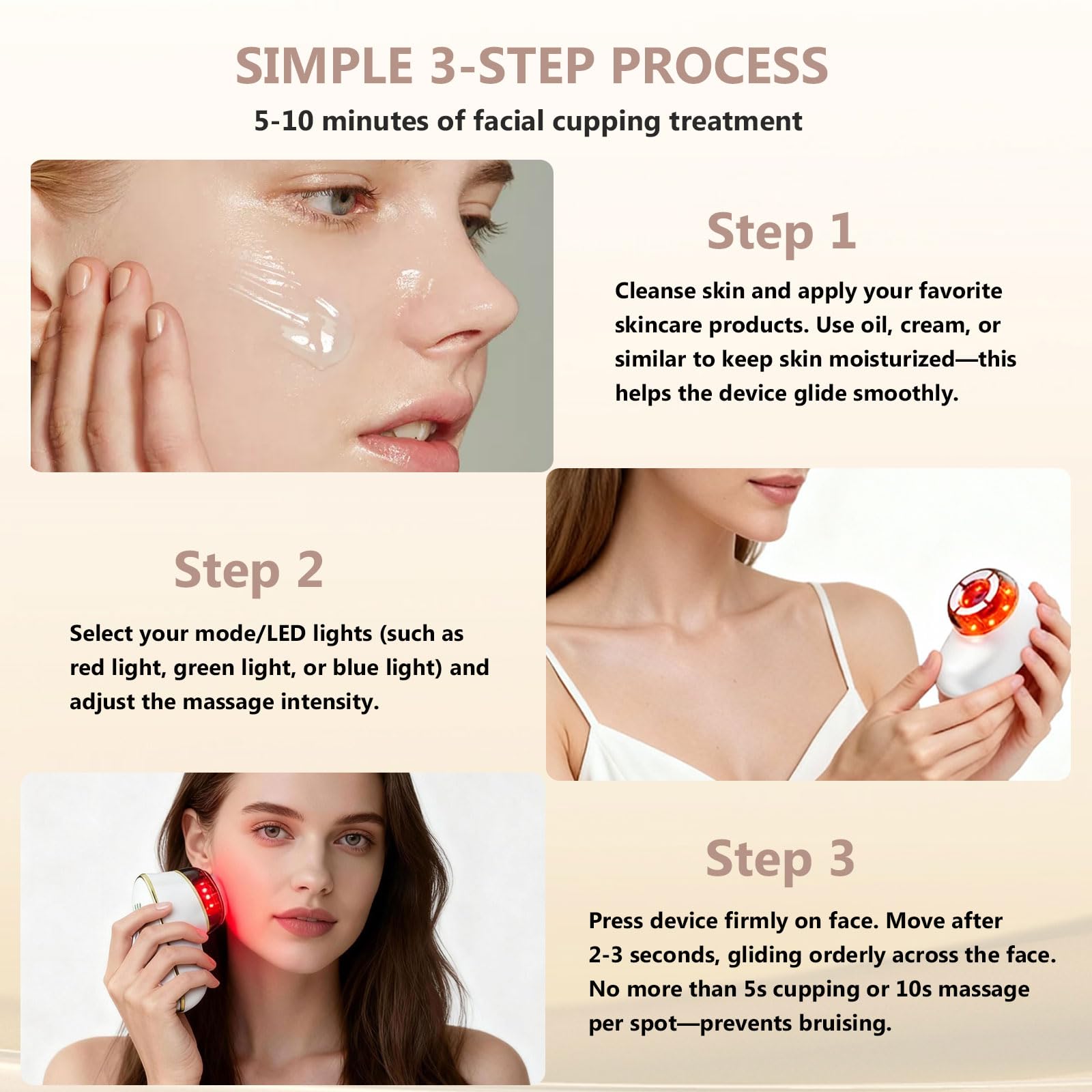 Juegos de terapia de ventosas faciales eléctricas, masaje facial Gua Sha 3 en 1, masajeador de drenaje linfático para cara, 7 colores reafirmantes, herramientas faciales suavizantes (blanco)