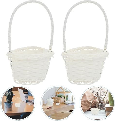 Miniatura 9 de DOITOOL 6 mini cestas tejidas con asas, mini cesta de frutas y verduras para dulces, mini cesta de flores para decoración de bodas, fiestas,