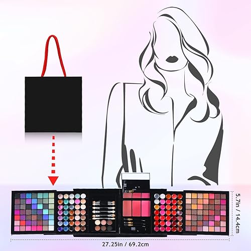 Miniatura 6 de Kit completo de maquillaje todo en uno para mujer, paleta de maquillaje de combinación de 177 colores, 119 sombras de ojos, 35 pintalabios, 6