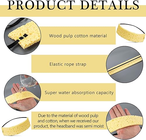 Miniatura 9 de Pasimy 40 unidades de banda de sudor reutilizables para hombres y mujeres, para trabajo, casco deportivo, tamaño 8.7 x 1.6 x 0.12 pulgadas