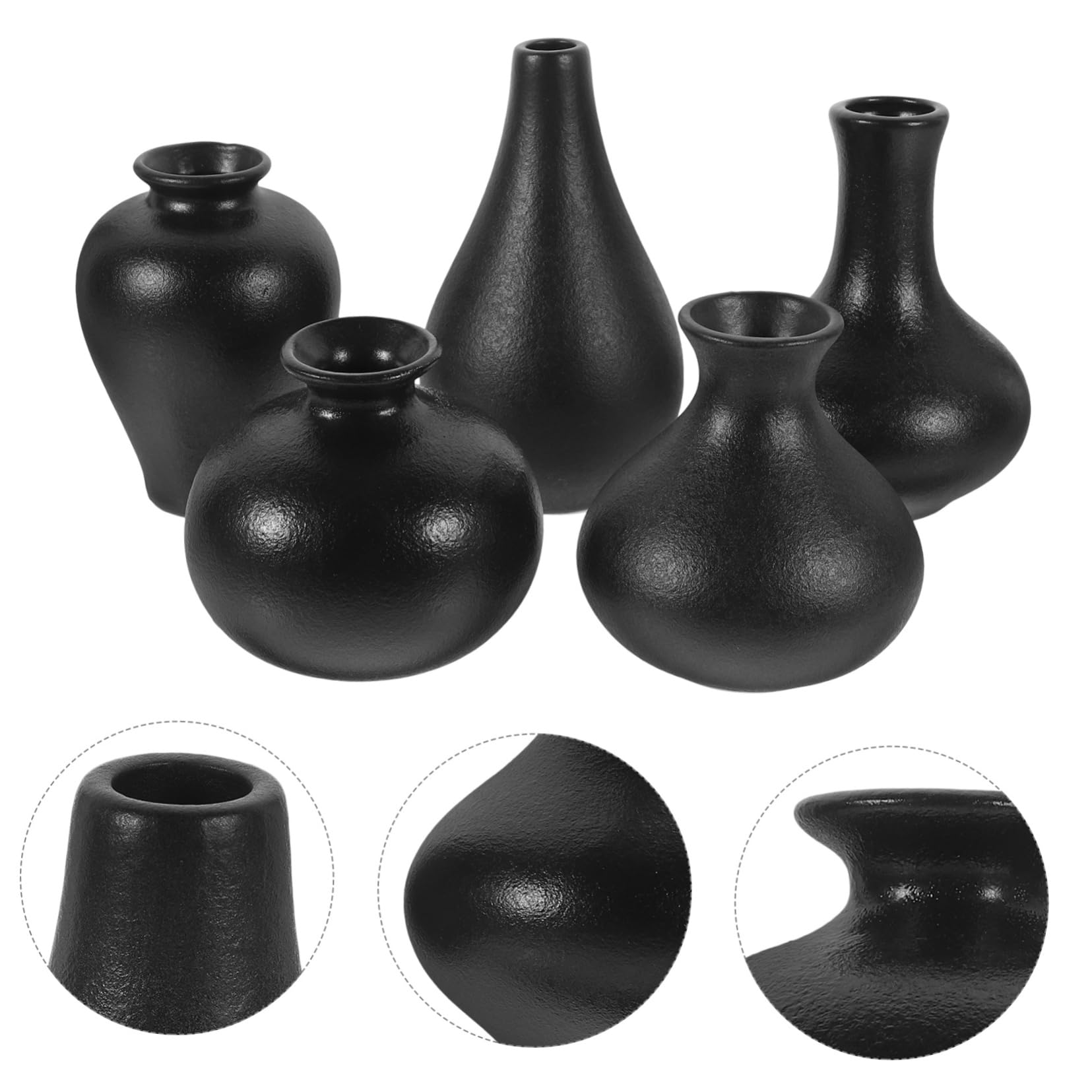 GARVALON 5kawałki Mini Wazon Ceramiczny Stylu Chińskim Elegancka Dekoracja Stół Ceramiczne Pojemniki Kwiaty Do Kwiatów Suszonych i Sztucznych